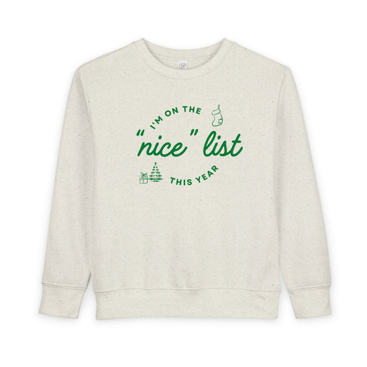 Toddler "Nice" List Rabbit Skins Crewneck