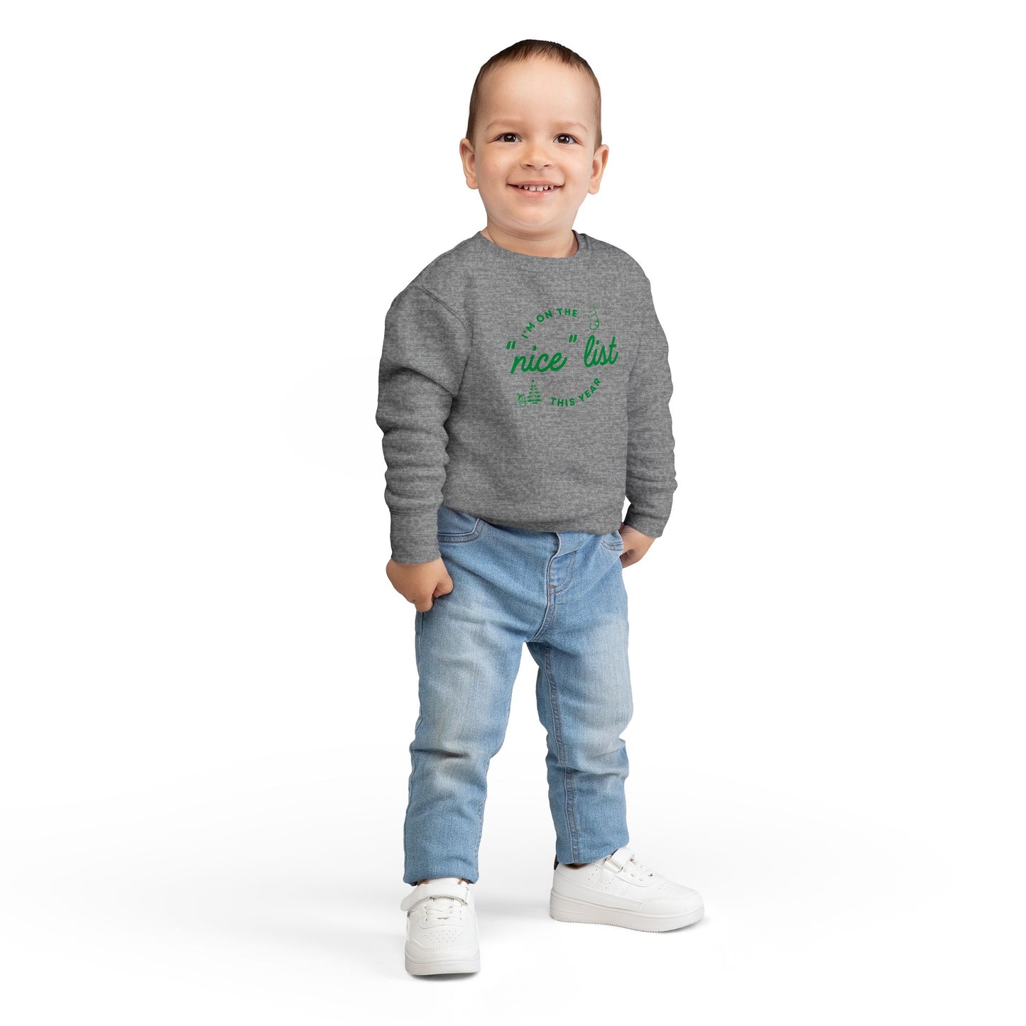 Toddler "Nice" List Rabbit Skins Crewneck