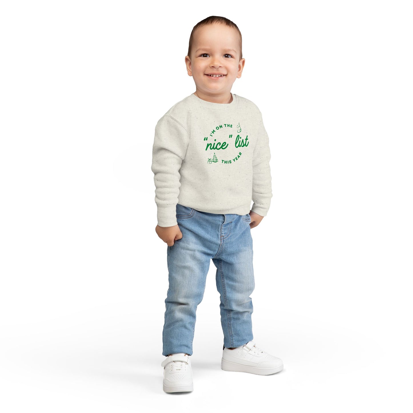 Toddler "Nice" List Rabbit Skins Crewneck