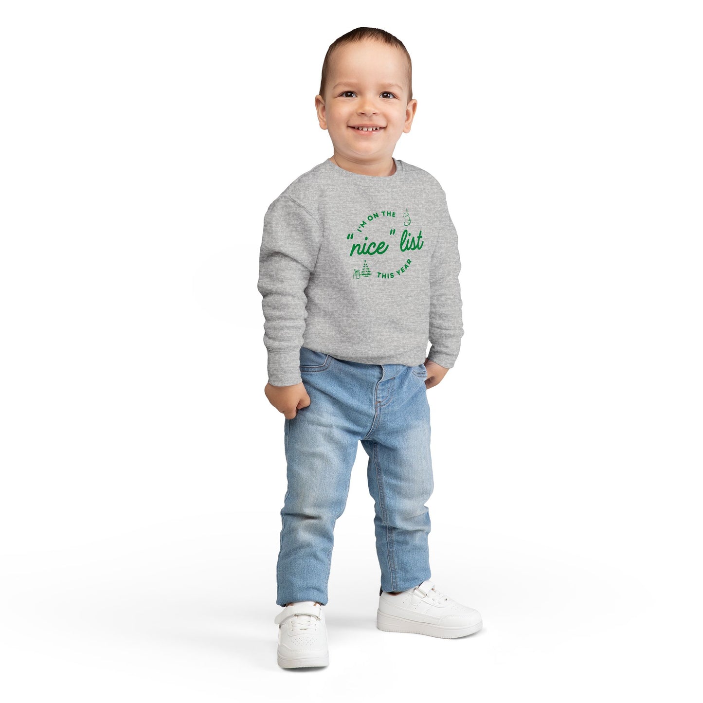 Toddler "Nice" List Rabbit Skins Crewneck