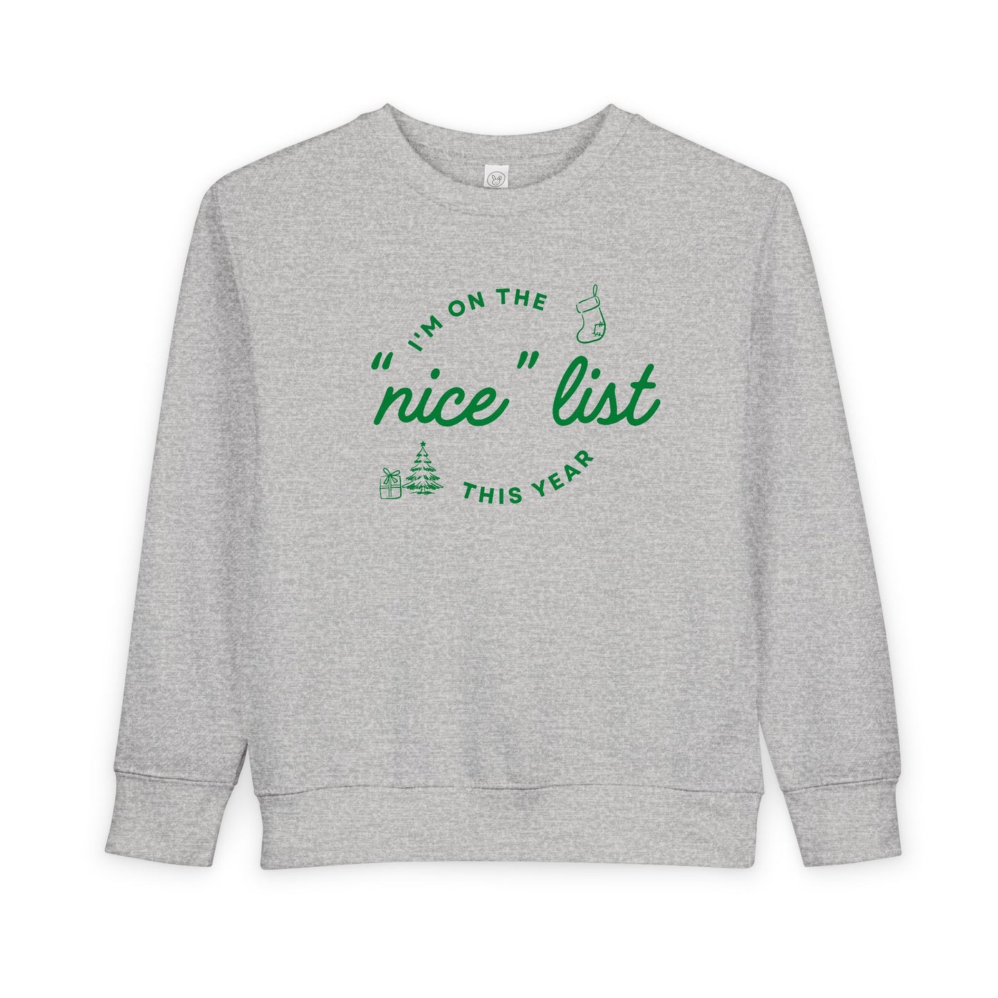 Toddler "Nice" List Rabbit Skins Crewneck